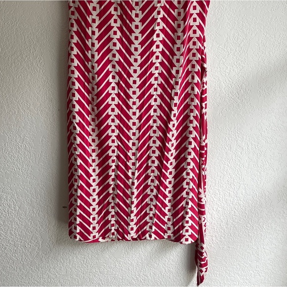 100% Silk Diane Von Furstenberg Retro Pink Red Wrap Dress - Picture 5 of 10